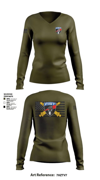 Womens Long Sleeve Vneck Shirt, 1/78th FA Bn, Army, Teamtime, Team time, sublimation, custom sports apparel, team uniforms, spirit wear, spiritwear, sports uniforms, custom shirts, team store, custom team store, fundraiser sports, apparel fundraiser