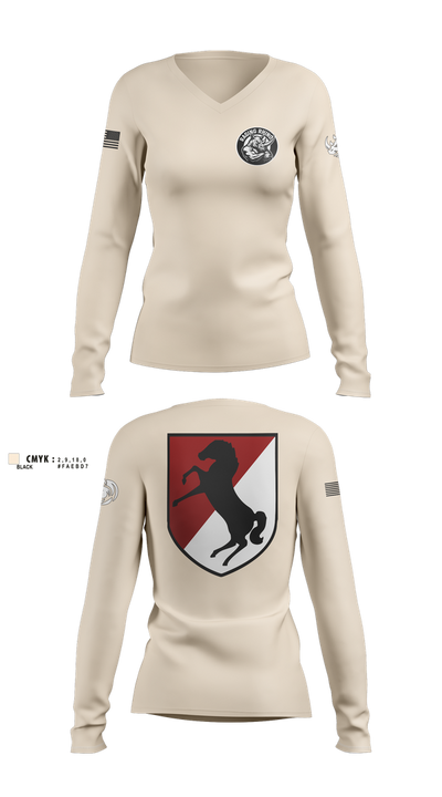 White Platoon Raging RhinosUs Army Women's Long Sleeve V-neck Shirt - 2