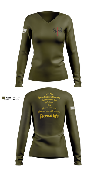 Womens Long Sleeve Vneck Shirt, 7th ESB, , Teamtime, Team time, sublimation, custom sports apparel, team uniforms, spirit wear, spiritwear, sports uniforms, custom shirts, team store, custom team store, fundraiser sports, apparel fundraiser