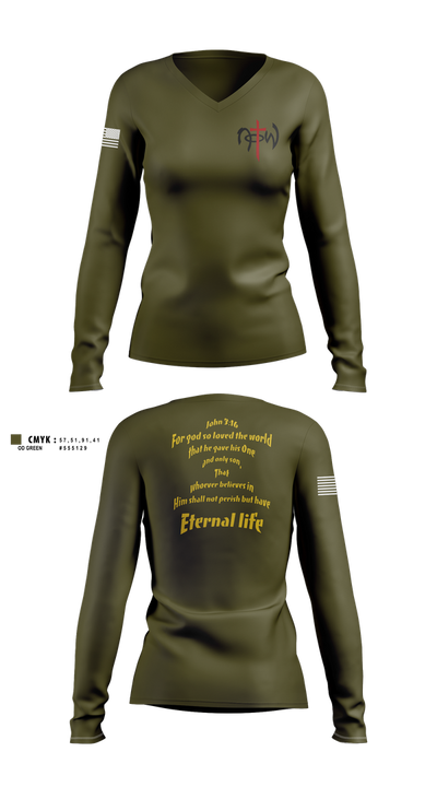 7th ESB 1478980 Women's Long Sleeve V-neck Shirt - 101