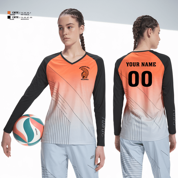 Womens Long Sleeve Vneck Shirt, Waterloo East Volleyball, Women's Volleyball, Teamtime, Team time, sublimation, custom sports apparel, team uniforms, spirit wear, spiritwear, sports uniforms, custom shirts, team store, custom team store, fundraiser sports, apparel fundraiser