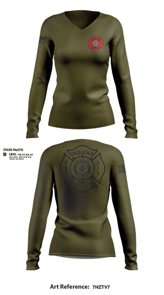 Womens Long Sleeve Vneck Shirt, Indiana FireVets, , Teamtime, Team time, sublimation, custom sports apparel, team uniforms, spirit wear, spiritwear, sports uniforms, custom shirts, team store, custom team store, fundraiser sports, apparel fundraiser