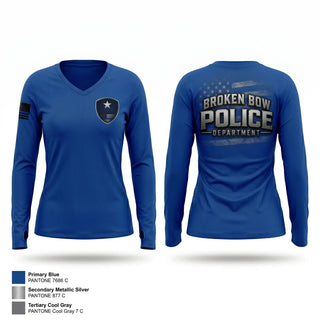 Womens Long Sleeve Vneck Shirt, Broken bow police department, Police, Teamtime, Team time, sublimation, custom sports apparel, team uniforms, spirit wear, spiritwear, sports uniforms, custom shirts, team store, custom team store, fundraiser sports, apparel fundraiser