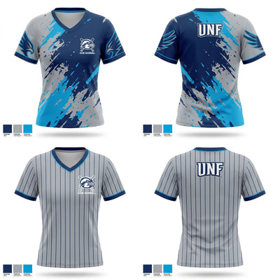 UNF Club Baseball Women's Short Sleeve V-neck Shirt - 1