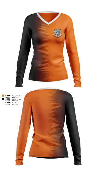 Womens Long Sleeve Vneck Shirt, Southwest Stallions, , Teamtime, Team time, sublimation, custom sports apparel, team uniforms, spirit wear, spiritwear, sports uniforms, custom shirts, team store, custom team store, fundraiser sports, apparel fundraiser