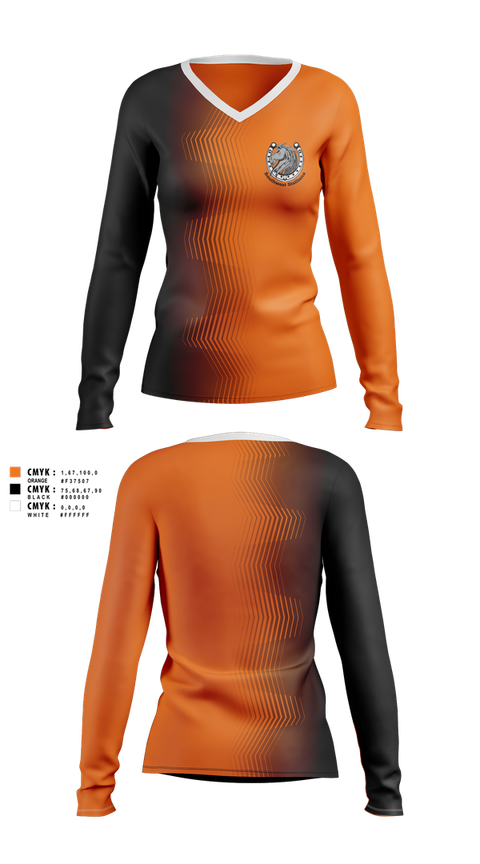 Womens Long Sleeve Vneck Shirt, Southwest Stallions, , Teamtime, Team time, sublimation, custom sports apparel, team uniforms, spirit wear, spiritwear, sports uniforms, custom shirts, team store, custom team store, fundraiser sports, apparel fundraiser