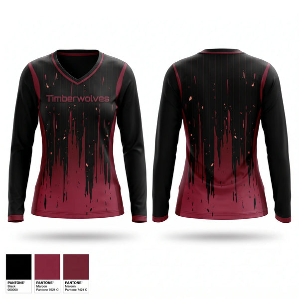 Womens Long Sleeve Vneck Shirt, Timberwolves, Softball, Teamtime, Team time, sublimation, custom sports apparel, team uniforms, spirit wear, spiritwear, sports uniforms, custom shirts, team store, custom team store, fundraiser sports, apparel fundraiser