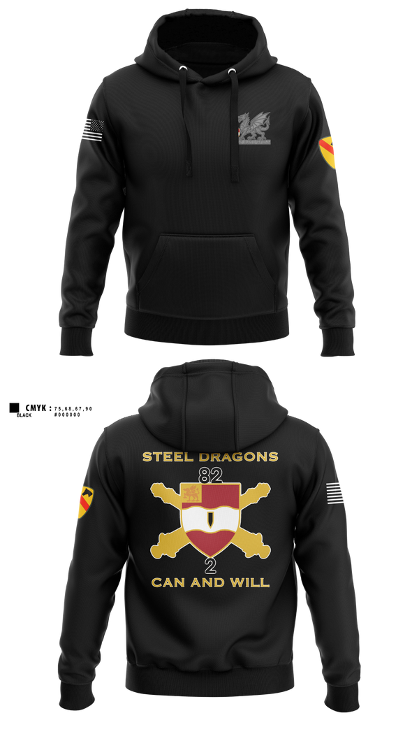 Hoodie, 2nd Battalion 82nd Field Artillery “Steel Dragon”, Army, Teamtime, Team time, sublimation, custom sports apparel, team uniforms, spirit wear, spiritwear, sports uniforms, custom shirts, team store, custom team store, fundraiser sports, apparel fundraiser