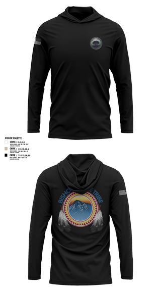 Long Sleeve Performance Shirt with hood, Bishop Paiute EMO/ Hazardous Fiels Reduction, Fire Department, Teamtime, Team time, sublimation, custom sports apparel, team uniforms, spirit wear, spiritwear, sports uniforms, custom shirts, team store, custom team store, fundraiser sports, apparel fundraiser