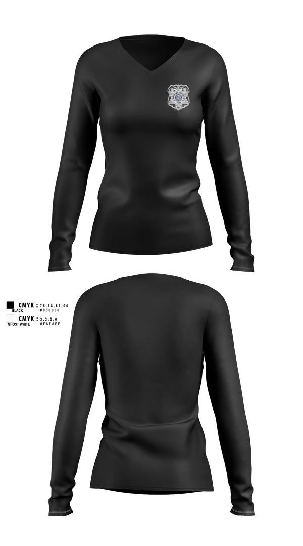 Womens Long Sleeve Vneck Shirt, Shorewood Hills Police, Police, Teamtime, Team time, sublimation, custom sports apparel, team uniforms, spirit wear, spiritwear, sports uniforms, custom shirts, team store, custom team store, fundraiser sports, apparel fundraiser