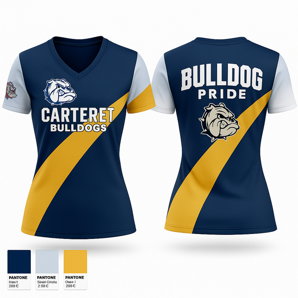 Womens Short Sleeve Vneck Shirt, CARTERET BULLDOGS, , Teamtime, Team time, sublimation, custom sports apparel, team uniforms, spirit wear, spiritwear, sports uniforms, custom shirts, team store, custom team store, fundraiser sports, apparel fundraiser