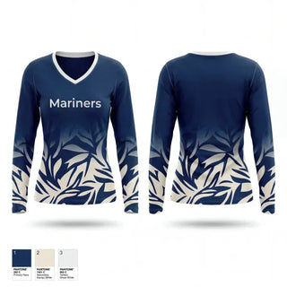Womens Long Sleeve Vneck Shirt, Mariners, Baseball, Teamtime, Team time, sublimation, custom sports apparel, team uniforms, spirit wear, spiritwear, sports uniforms, custom shirts, team store, custom team store, fundraiser sports, apparel fundraiser