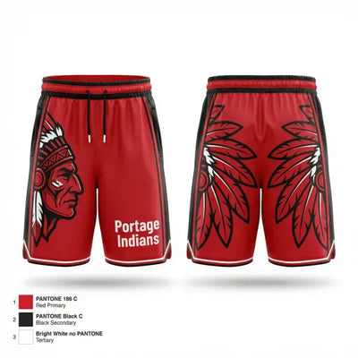 Portage Indians 77552010 Mens Reversible Basketball Shorts - 1