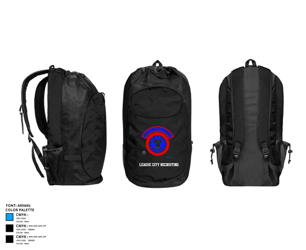 Gear Bag, LEAGUE CITY RECRUITING, Army, Teamtime, Team time, sublimation, custom sports apparel, team uniforms, spirit wear, spiritwear, sports uniforms, custom shirts, team store, custom team store, fundraiser sports, apparel fundraiser