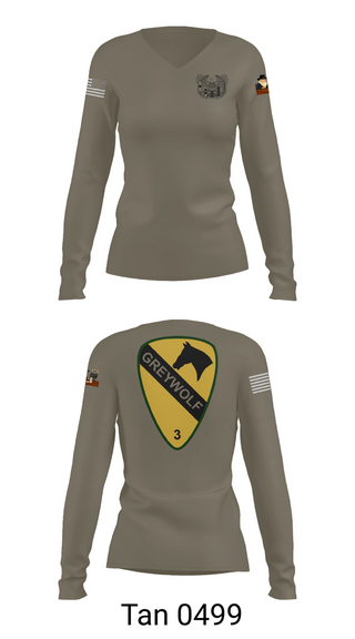 Womens Long Sleeve Vneck Shirt, 1st cav Div 3abct, , Teamtime, Team time, sublimation, custom sports apparel, team uniforms, spirit wear, spiritwear, sports uniforms, custom shirts, team store, custom team store, fundraiser sports, apparel fundraiser