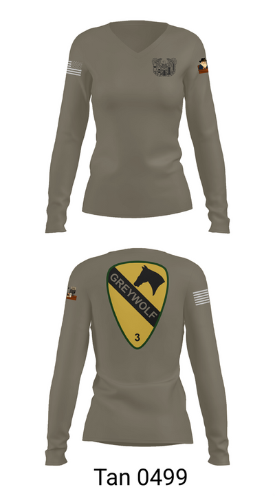 1st cav Div 3abct 85829502 Women's Long Sleeve V-neck Shirt - 77