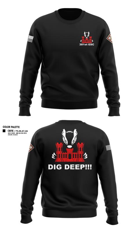 Crew Neck Sweatshirt, 381 EN CO, Army, Teamtime, Team time, sublimation, custom sports apparel, team uniforms, spirit wear, spiritwear, sports uniforms, custom shirts, team store, custom team store, fundraiser sports, apparel fundraiser
