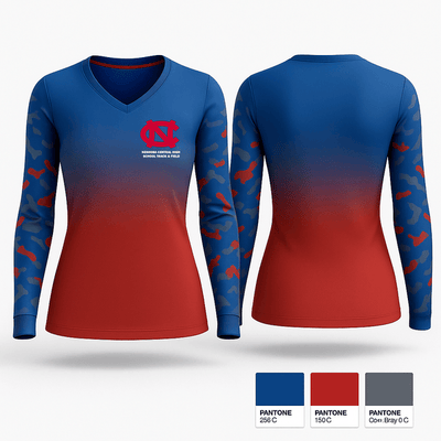 Neshoba Central High School Track & Field 38705884 Women's Long Sleeve V-neck Shirt - 25