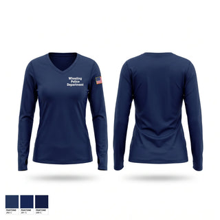 Womens Long Sleeve Vneck Shirt, Wheeling Police Department, Police, Teamtime, Team time, sublimation, custom sports apparel, team uniforms, spirit wear, spiritwear, sports uniforms, custom shirts, team store, custom team store, fundraiser sports, apparel fundraiser