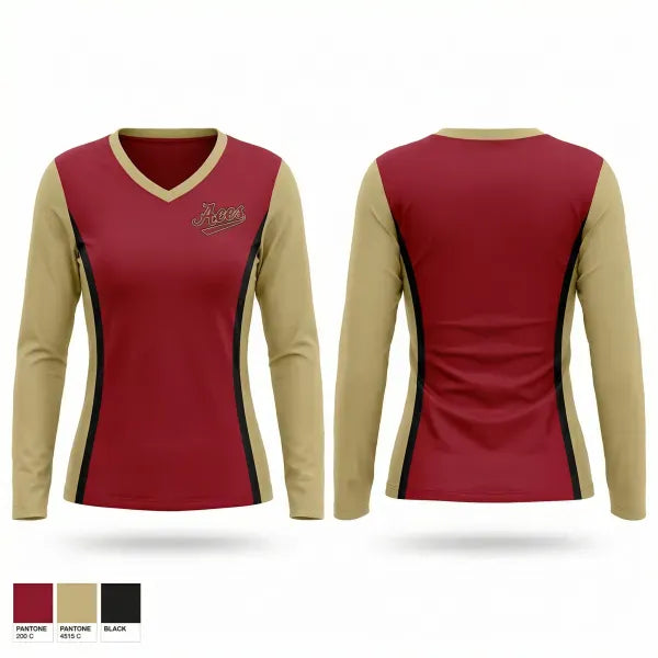 Womens Long Sleeve Vneck Shirt, Aces Baseball Group, Baseball, Teamtime, Team time, sublimation, custom sports apparel, team uniforms, spirit wear, spiritwear, sports uniforms, custom shirts, team store, custom team store, fundraiser sports, apparel fundraiser