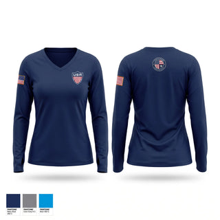 Womens Long Sleeve Vneck Shirt, Med 10, EMS/EMT, Teamtime, Team time, sublimation, custom sports apparel, team uniforms, spirit wear, spiritwear, sports uniforms, custom shirts, team store, custom team store, fundraiser sports, apparel fundraiser
