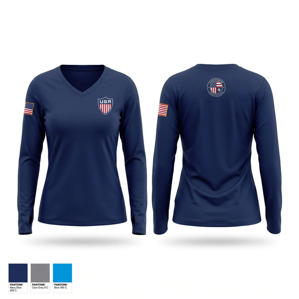 Womens Long Sleeve Vneck Shirt, Med 10, EMS/EMT, Teamtime, Team time, sublimation, custom sports apparel, team uniforms, spirit wear, spiritwear, sports uniforms, custom shirts, team store, custom team store, fundraiser sports, apparel fundraiser