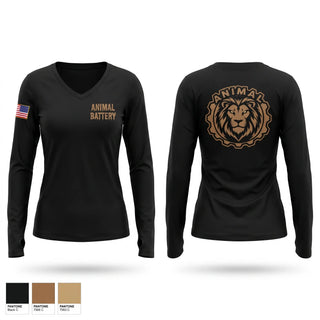 Womens Long Sleeve Vneck Shirt, 1/487 FA, Army, Teamtime, Team time, sublimation, custom sports apparel, team uniforms, spirit wear, spiritwear, sports uniforms, custom shirts, team store, custom team store, fundraiser sports, apparel fundraiser