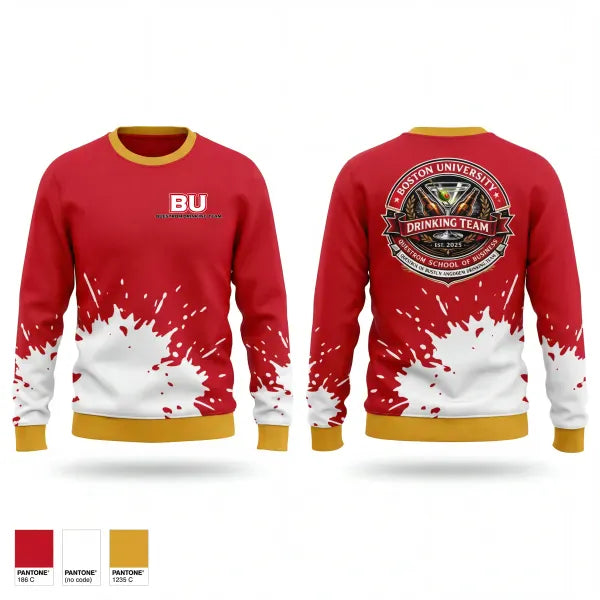 Crew Neck Sweatshirt, BU Questrom Drinking Team, , Teamtime, Team time, sublimation, custom sports apparel, team uniforms, spirit wear, spiritwear, sports uniforms, custom shirts, team store, custom team store, fundraiser sports, apparel fundraiser
