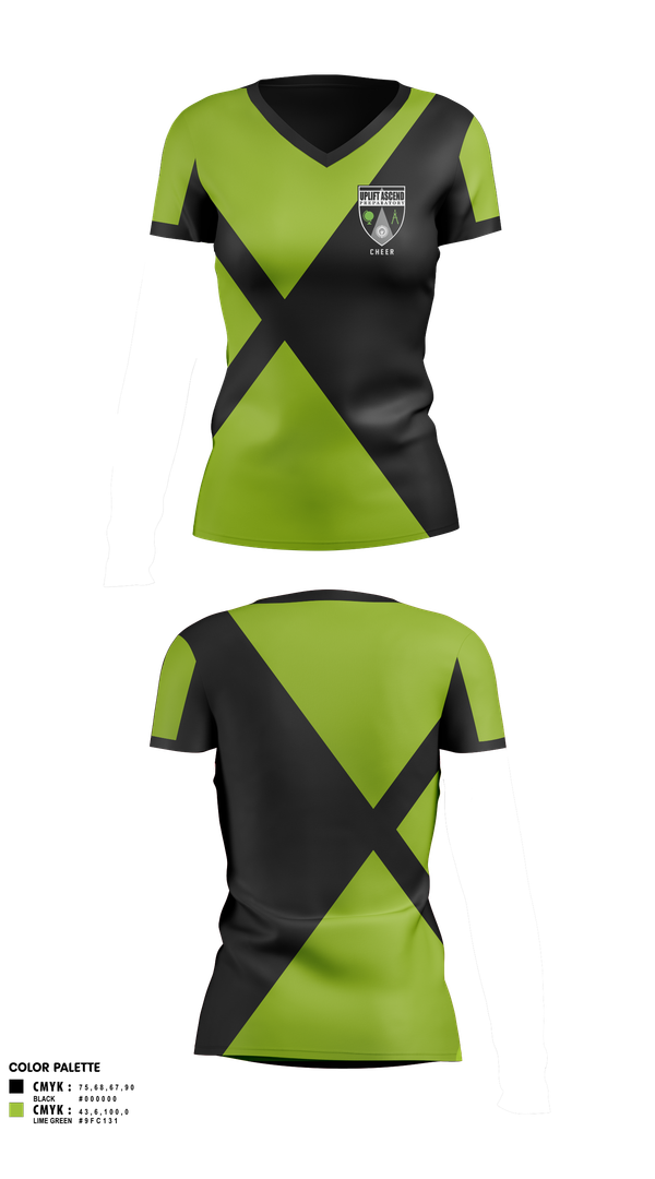 Womens Short Sleeve Vneck Shirt, UAHS, Cheer, Teamtime, Team time, sublimation, custom sports apparel, team uniforms, spirit wear, spiritwear, sports uniforms, custom shirts, team store, custom team store, fundraiser sports, apparel fundraiser