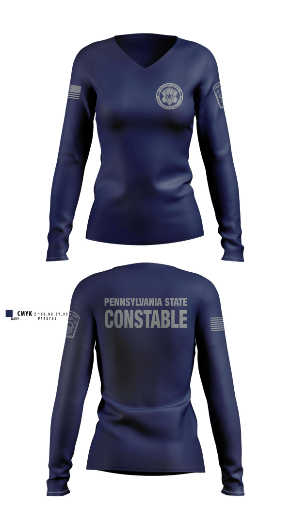 Womens Long Sleeve Vneck Shirt, Pennsylvania State Constable, Police, Teamtime, Team time, sublimation, custom sports apparel, team uniforms, spirit wear, spiritwear, sports uniforms, custom shirts, team store, custom team store, fundraiser sports, apparel fundraiser