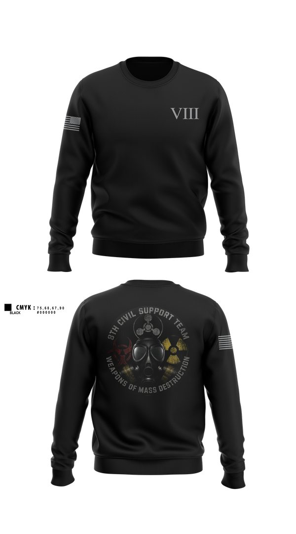 Crew Neck Sweatshirt, 8th WMD-Civil Support Team, Army, Teamtime, Team time, sublimation, custom sports apparel, team uniforms, spirit wear, spiritwear, sports uniforms, custom shirts, team store, custom team store, fundraiser sports, apparel fundraiser