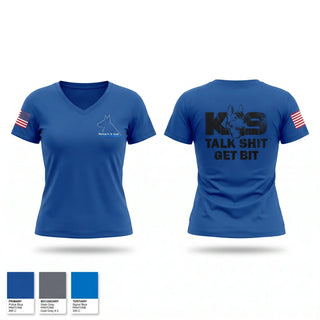 Womens Short Sleeve Vneck Shirt, K-9 Unit, Police, Teamtime, Team time, sublimation, custom sports apparel, team uniforms, spirit wear, spiritwear, sports uniforms, custom shirts, team store, custom team store, fundraiser sports, apparel fundraiser
