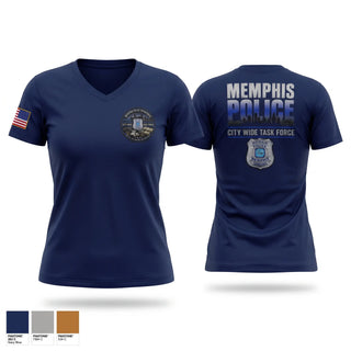 Womens Short Sleeve Vneck Shirt, Memphis Police Department City Wide Task Force, Police, Teamtime, Team time, sublimation, custom sports apparel, team uniforms, spirit wear, spiritwear, sports uniforms, custom shirts, team store, custom team store, fundraiser sports, apparel fundraiser