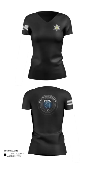 Manhattan Police Department 25505954 Women's Short Sleeve V-neck Shirt - 140