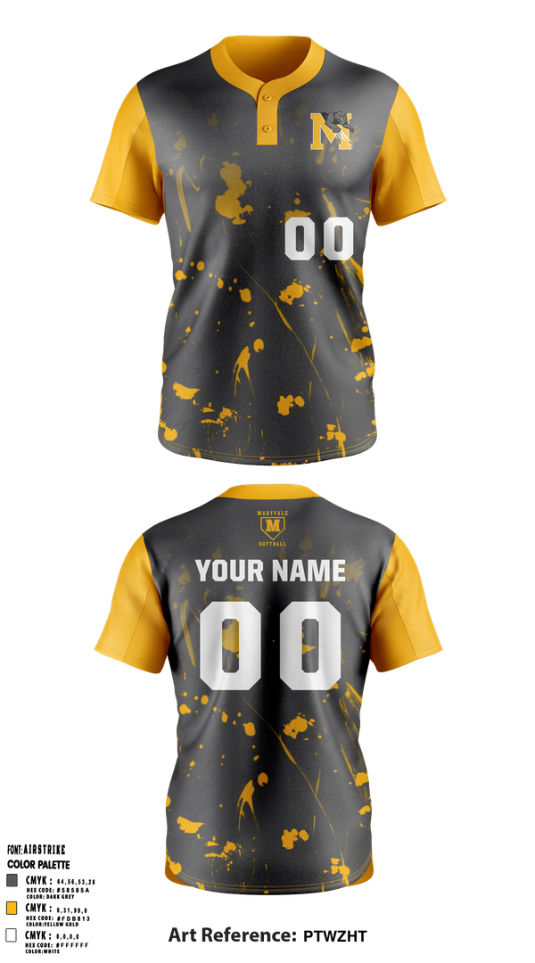 Two Button Softball Jersey, Maryvale, Softball, Teamtime, Team time, sublimation, custom sports apparel, team uniforms, spirit wear, spiritwear, sports uniforms, custom shirts, team store, custom team store, fundraiser sports, apparel fundraiser