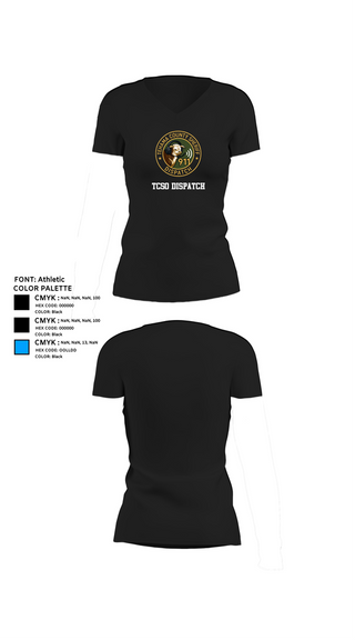 Womens Short Sleeve Vneck Shirt, TCSO DISPATCH, , Teamtime, Team time, sublimation, custom sports apparel, team uniforms, spirit wear, spiritwear, sports uniforms, custom shirts, team store, custom team store, fundraiser sports, apparel fundraiser