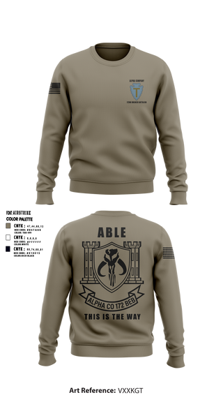 Crew Neck Sweatshirt, A Co 172 BEB, National Guard, Teamtime, Team time, sublimation, custom sports apparel, team uniforms, spirit wear, spiritwear, sports uniforms, custom shirts, team store, custom team store, fundraiser sports, apparel fundraiser