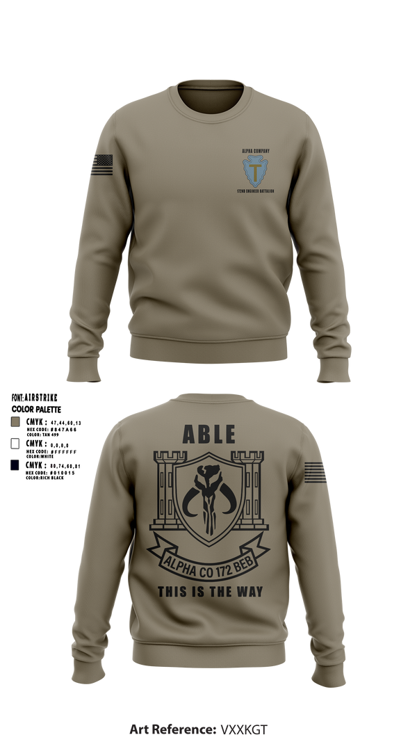 Crew Neck Sweatshirt, A Co 172 BEB, National Guard, Teamtime, Team time, sublimation, custom sports apparel, team uniforms, spirit wear, spiritwear, sports uniforms, custom shirts, team store, custom team store, fundraiser sports, apparel fundraiser