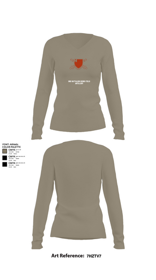 Womens Long Sleeve Vneck Shirt, 2nd Battalion 222nd Field Artillery, , Teamtime, Team time, sublimation, custom sports apparel, team uniforms, spirit wear, spiritwear, sports uniforms, custom shirts, team store, custom team store, fundraiser sports, apparel fundraiser