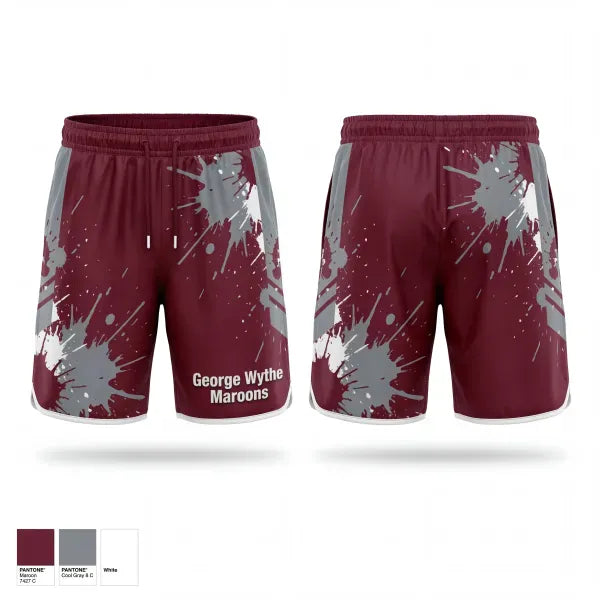 Athletic Shorts With Pockets, George Wythe Maroons, Men's Basketball, Teamtime, Team time, sublimation, custom sports apparel, team uniforms, spirit wear, spiritwear, sports uniforms, custom shirts, team store, custom team store, fundraiser sports, apparel fundraiser
