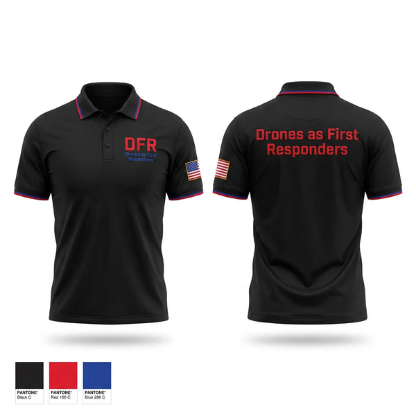 Short Sleeve Performance Polo, Drones as First Responders, Police, Teamtime, Team time, sublimation, custom sports apparel, team uniforms, spirit wear, spiritwear, sports uniforms, custom shirts, team store, custom team store, fundraiser sports, apparel fundraiser