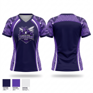 Womens Short Sleeve Vneck Shirt, North Shore Swarm Rugby, Rugby, Teamtime, Team time, sublimation, custom sports apparel, team uniforms, spirit wear, spiritwear, sports uniforms, custom shirts, team store, custom team store, fundraiser sports, apparel fundraiser