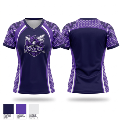 North Shore Swarm Rugby 62025793 Women's Short Sleeve V-neck Shirt - 2