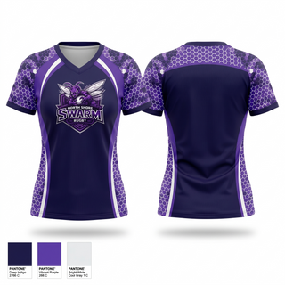 Womens Short Sleeve Vneck Shirt, North Shore Swarm Rugby, Rugby, Teamtime, Team time, sublimation, custom sports apparel, team uniforms, spirit wear, spiritwear, sports uniforms, custom shirts, team store, custom team store, fundraiser sports, apparel fundraiser