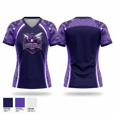 North Shore Swarm Rugby 62025793 Women's Short Sleeve V-neck Shirt - 2