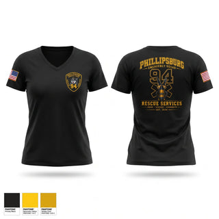 Womens Short Sleeve Vneck Shirt, Phillipsburg Emergency Squad - Rescue Services Division, EMS/EMT, Teamtime, Team time, sublimation, custom sports apparel, team uniforms, spirit wear, spiritwear, sports uniforms, custom shirts, team store, custom team store, fundraiser sports, apparel fundraiser