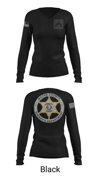 Womens Long Sleeve Vneck Shirt, Wayne County Sheriff’s Department, Police, Teamtime, Team time, sublimation, custom sports apparel, team uniforms, spirit wear, spiritwear, sports uniforms, custom shirts, team store, custom team store, fundraiser sports, apparel fundraiser