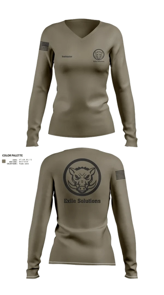 Womens Long Sleeve Vneck Shirt, Exile Solutions, Police, Teamtime, Team time, sublimation, custom sports apparel, team uniforms, spirit wear, spiritwear, sports uniforms, custom shirts, team store, custom team store, fundraiser sports, apparel fundraiser