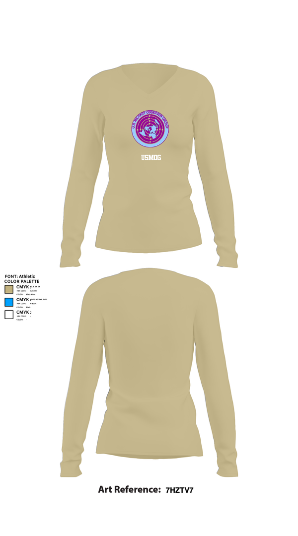 Womens Long Sleeve Vneck Shirt, USMOG, Army, Teamtime, Team time, sublimation, custom sports apparel, team uniforms, spirit wear, spiritwear, sports uniforms, custom shirts, team store, custom team store, fundraiser sports, apparel fundraiser