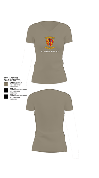 Women's Short Sleeve Vneck Shirt, 3/7 India Co. Wpns Plt, Marines, Teamtime, Team time, sublimation, custom sports apparel, team uniforms, spirit wear, spiritwear, sports uniforms, custom shirts, team store, custom team store, fundraiser sports, apparel fundraiser